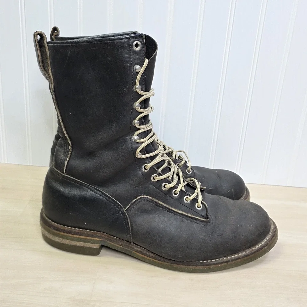 Red Wing‎ 919 Lineman Boots Green Sole Vintage Rare🇺🇸 USA Distressed Size 13 C